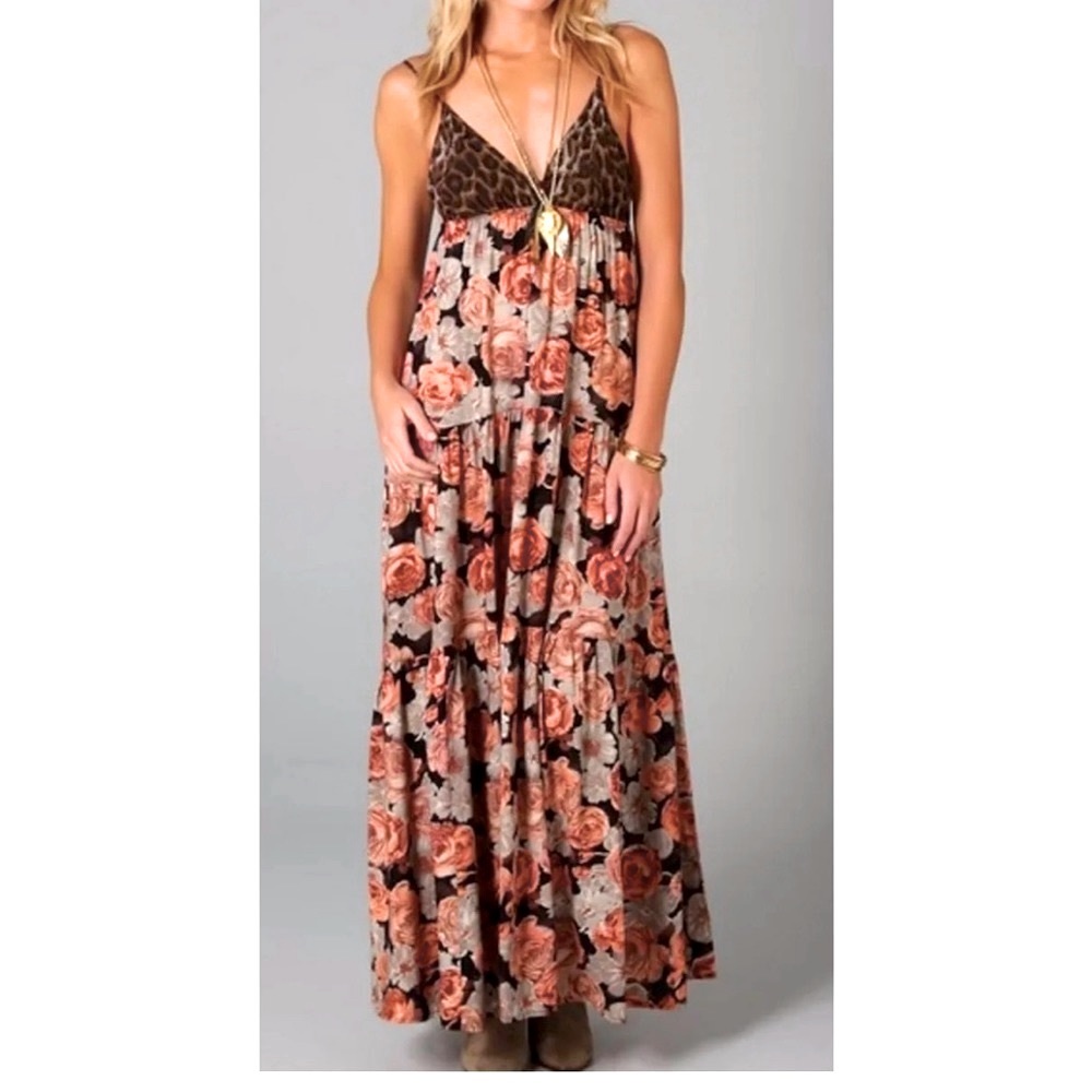 Blu Moon Floral and Cheetah Maxi-Dress…